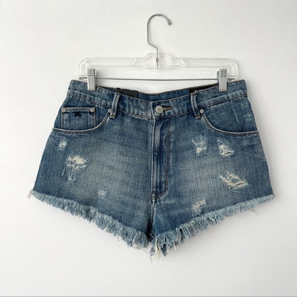 RES Denim Kitty Distresses Cutoff Denim Jean Shorts w/ raw hem, Size 28 (US 6)